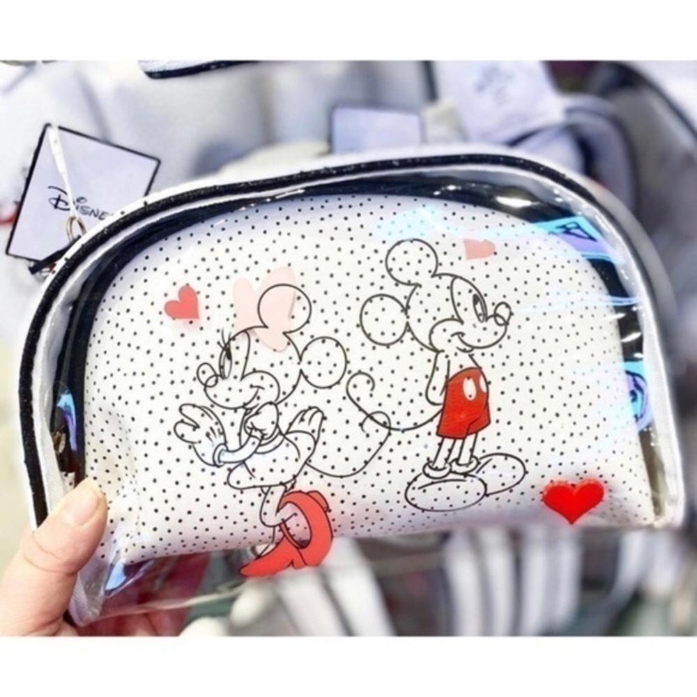 Disney Mickey & Minnie Polkadot/Hearts 2-Piece Cosmetic/Toiletry Bag